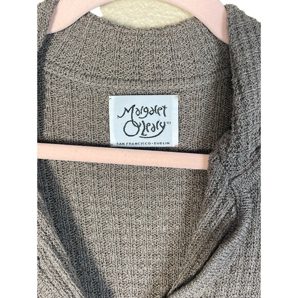MARGARET O'LEARY Tan  knit button front cardigan sweater sz M Pockets Collar‎ - Picture 3 of 9
